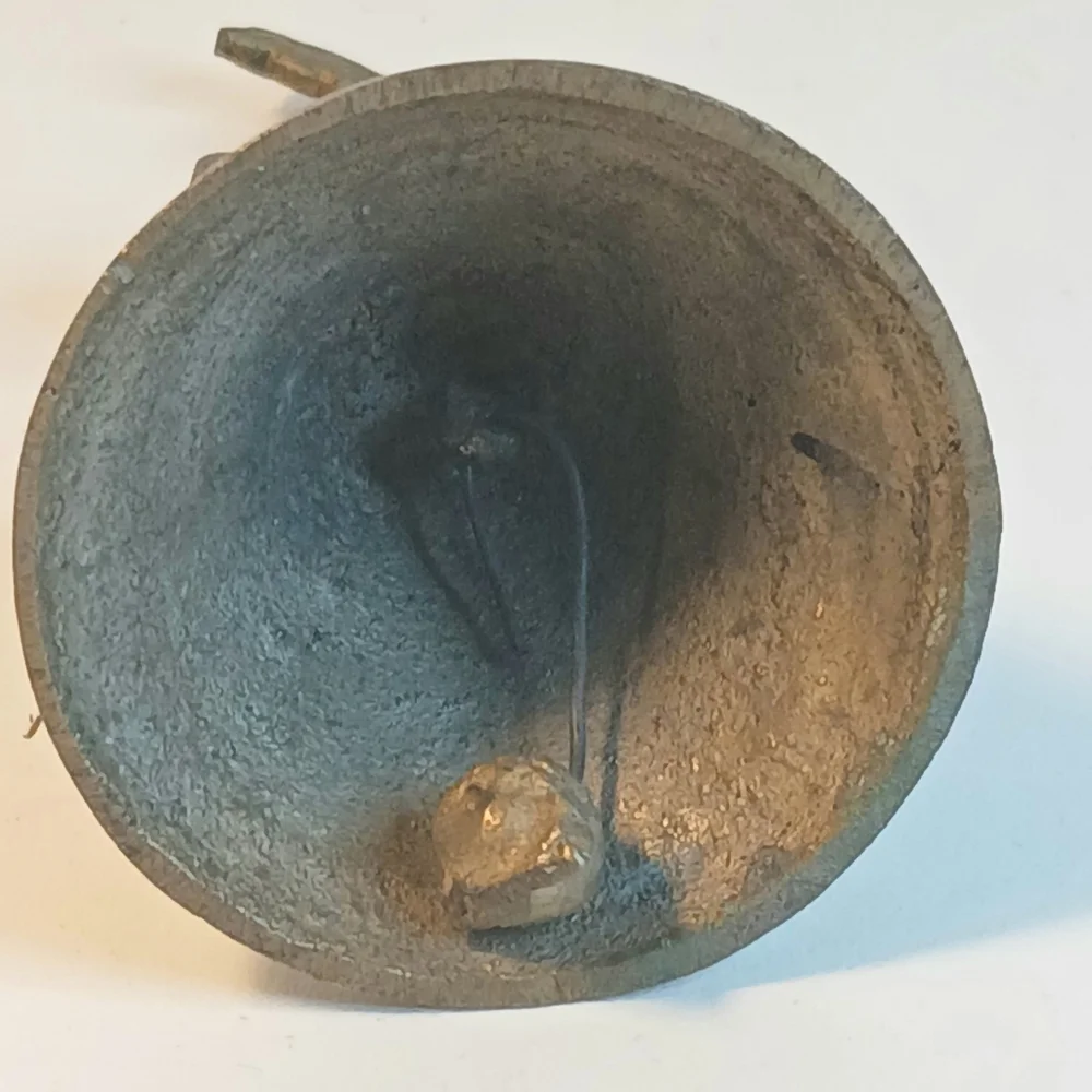 Vintage 80s Brass Hand Crane Bell